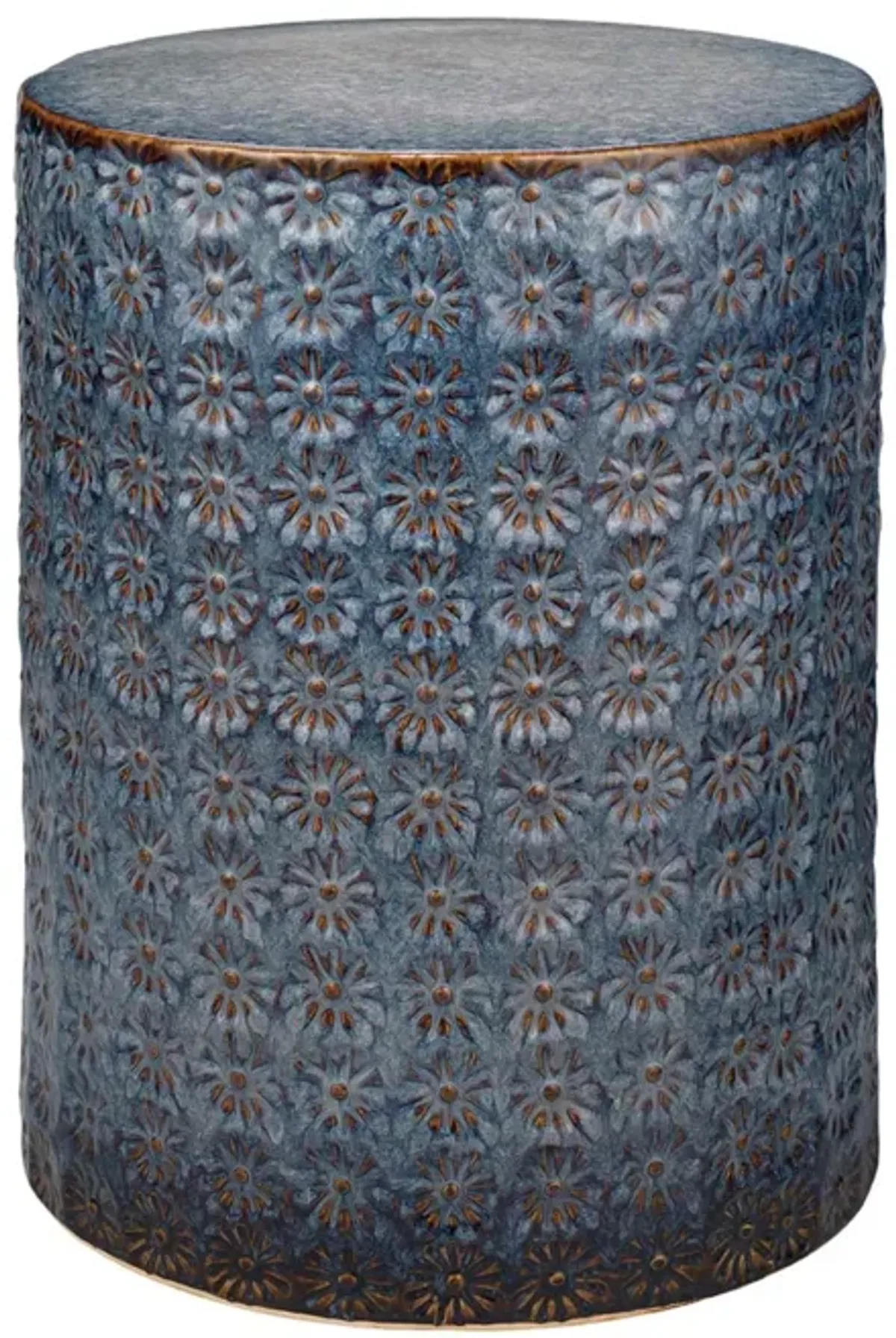 17.5" Blue and Gray Round Contemporary Wildflower Side Table