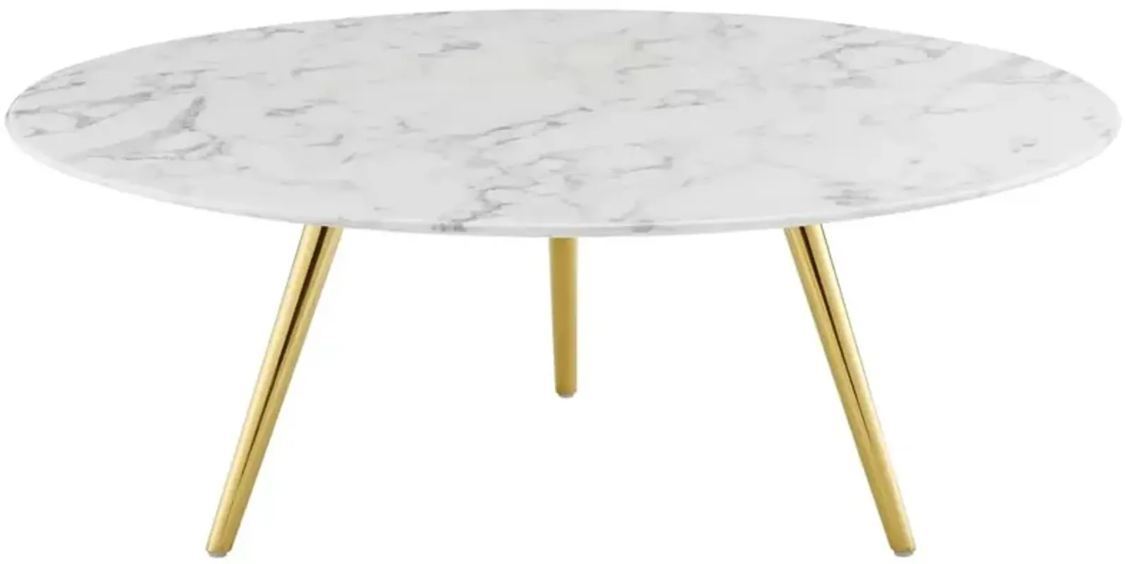 Modway Lippa 40" Round Artificial Marble Coffee Table with Tripod Top, Gold Base