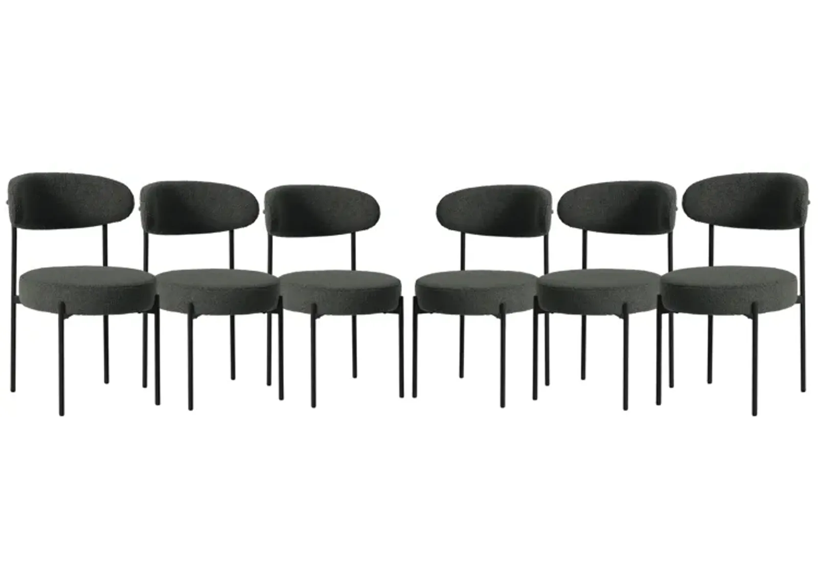 WestinTrends Mid-Century Modern Upholstered Sherpa Round Dining Chairs (Set of 6)