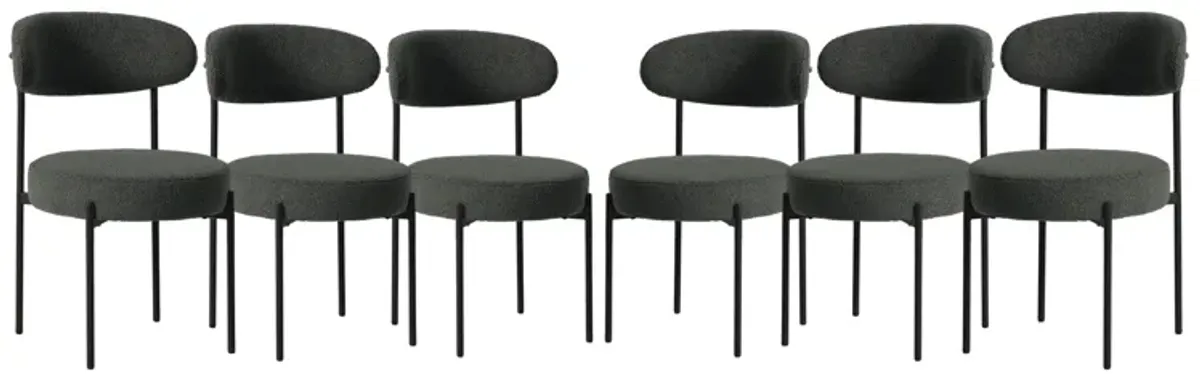 WestinTrends Mid-Century Modern Upholstered Sherpa Round Dining Chairs (Set of 6)