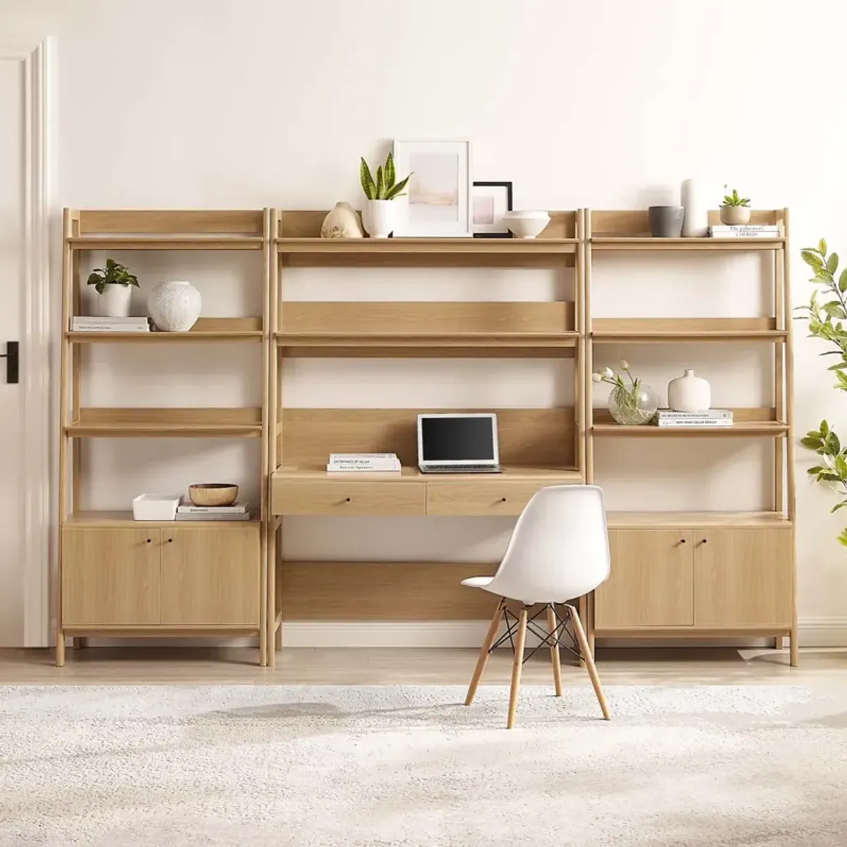 Bixby 3-Piece Wood Office Desk and Bookshelf