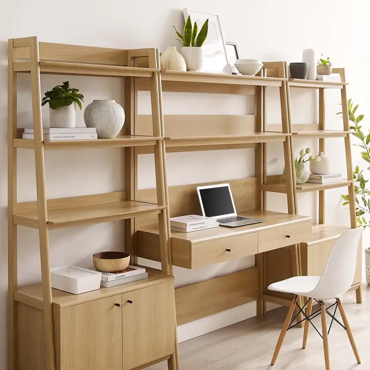 Bixby 3-Piece Wood Office Desk and Bookshelf