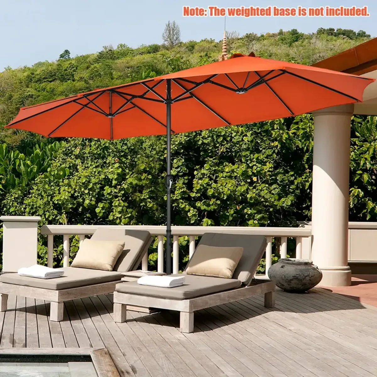 15-Foot Double-Sided Patio Umbrella with Easy Hand-Crank System