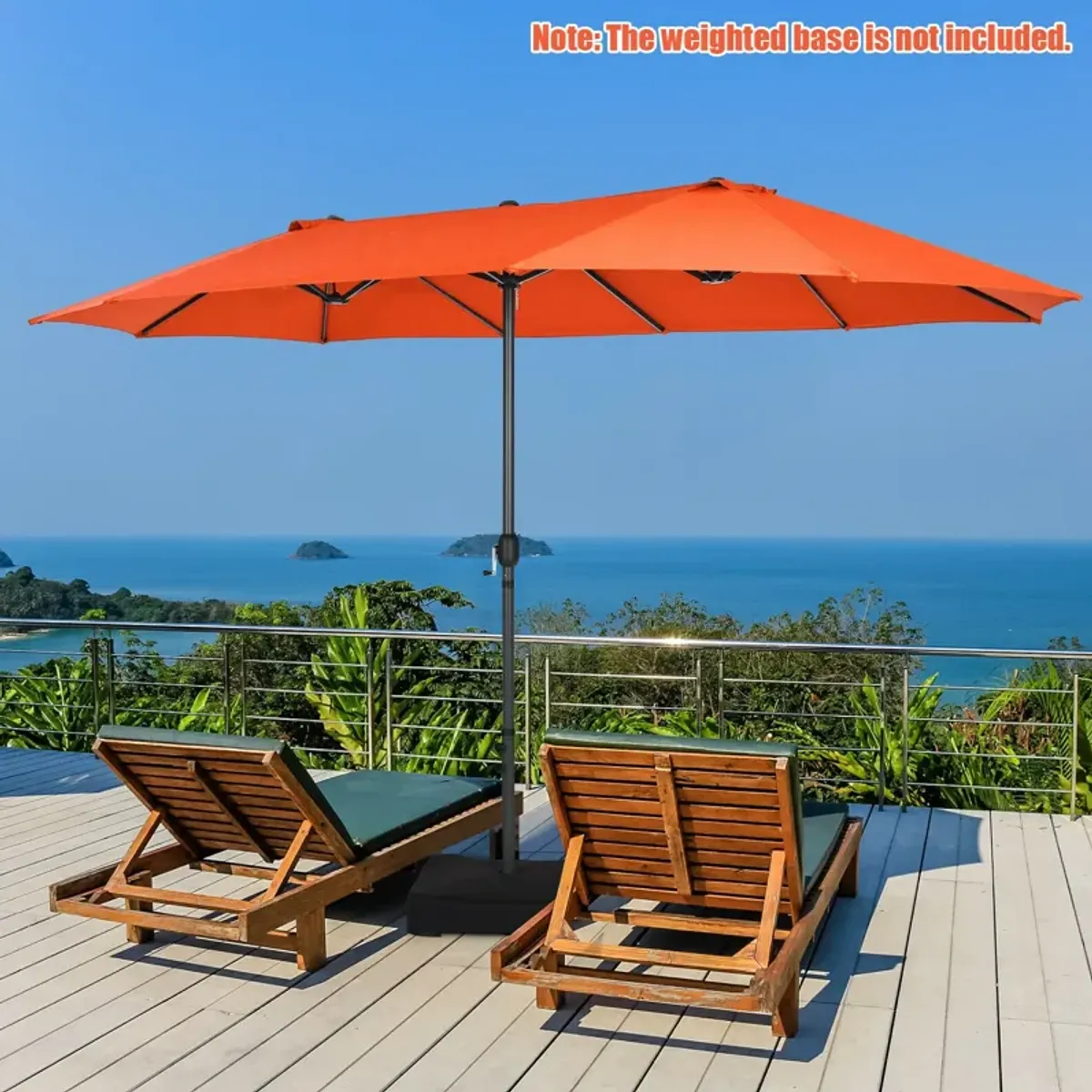 15-Foot Double-Sided Patio Umbrella with Easy Hand-Crank System