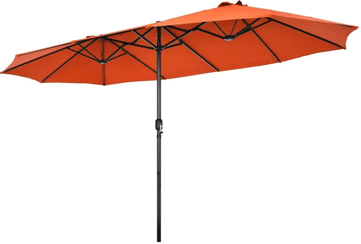 15-Foot Double-Sided Patio Umbrella with Easy Hand-Crank System