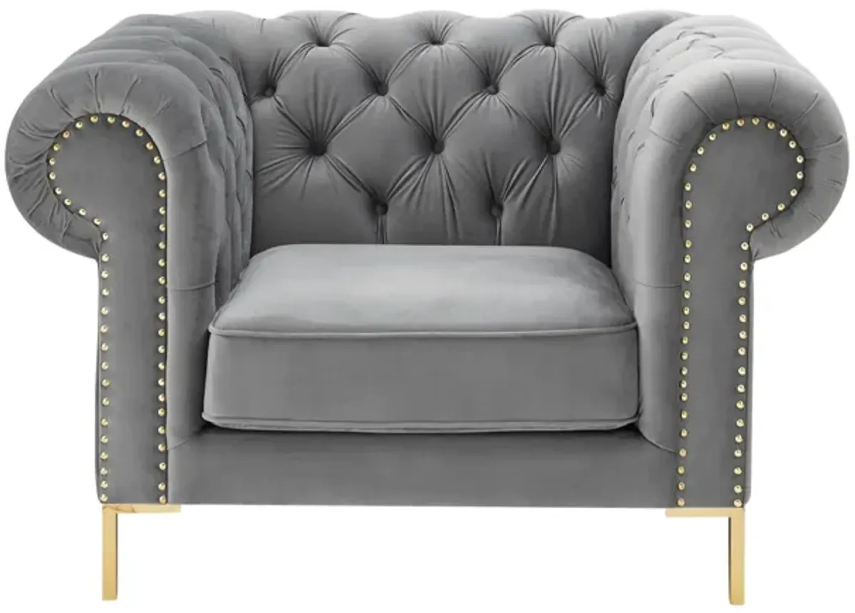 Inspired Home Zuleyka Velvet Chesterfield Club Chair