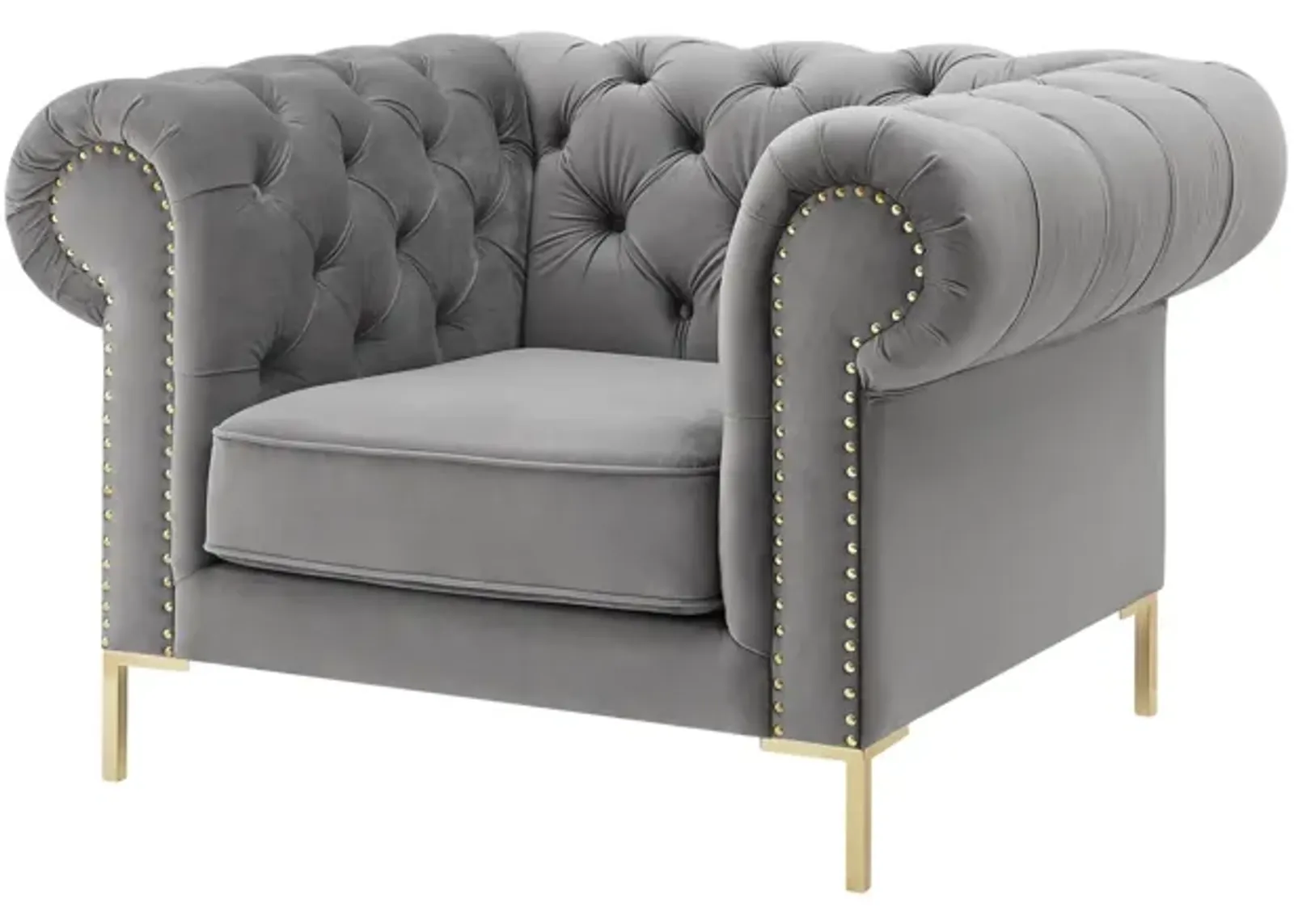 Inspired Home Zuleyka Velvet Chesterfield Club Chair