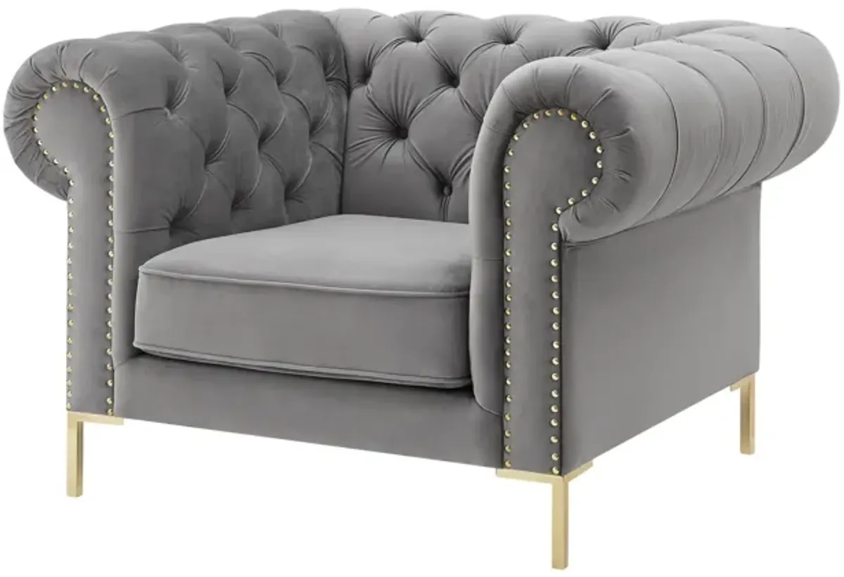 Inspired Home Zuleyka Velvet Chesterfield Club Chair