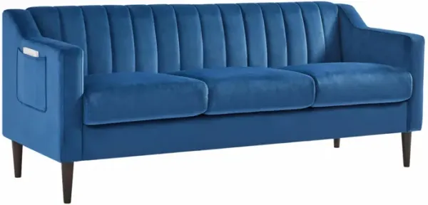 Blue Velvet Chesterfield Sofa - 3 Seats