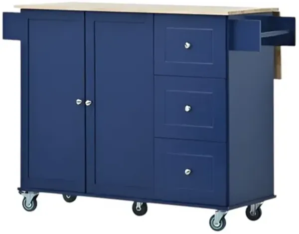 Rolling Mobile Kitchen Island with Drop Leaf  Solid Wood Top, Locking Wheels & Storage Cabinet