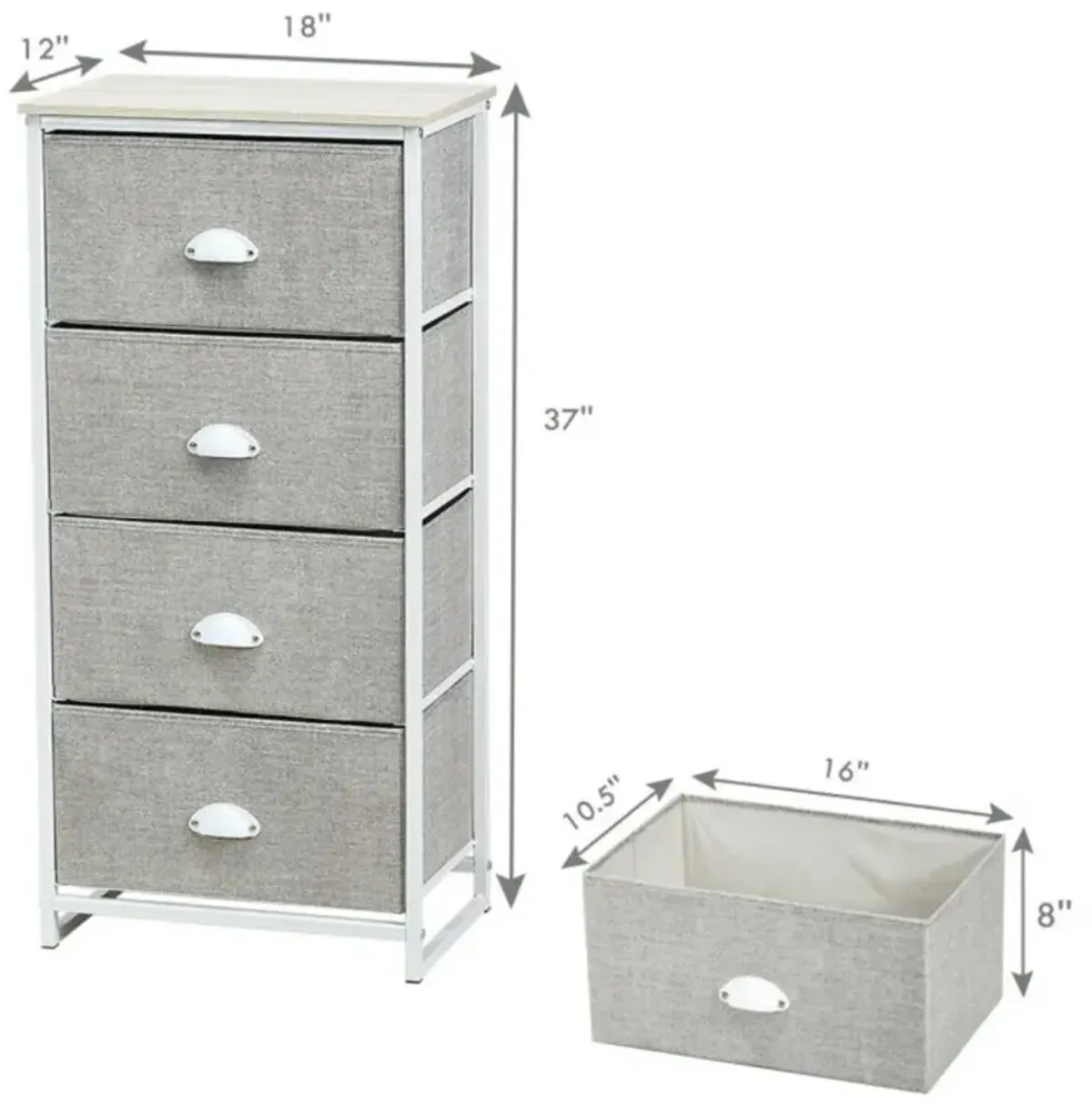 Hivvago Chest Storage Tower Side Table Display Storage with 4 Drawers