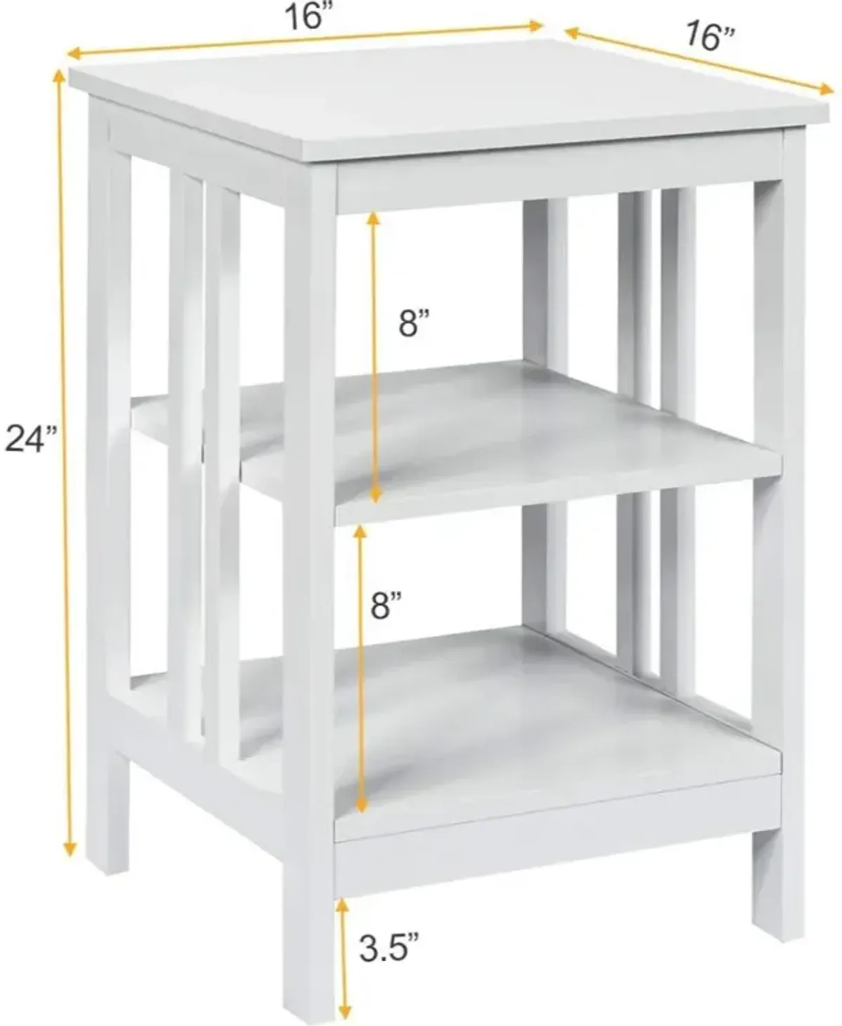 3-Tier Nightstand Sofa Side Table with Baffles and Round Corners