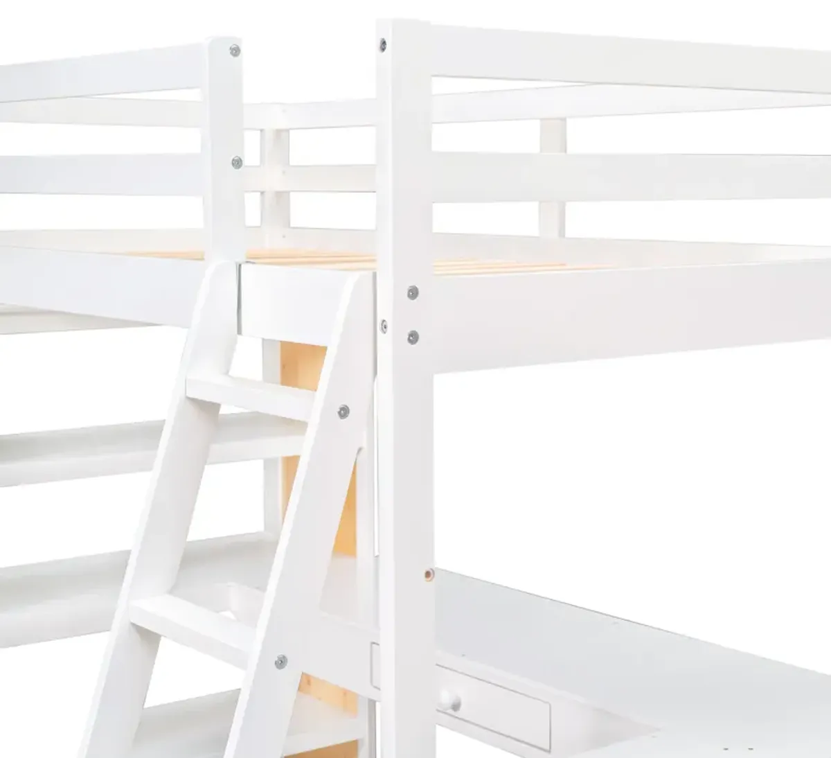 Merax Twin Size Loft Bed with Ladder, Shelves, and Desk