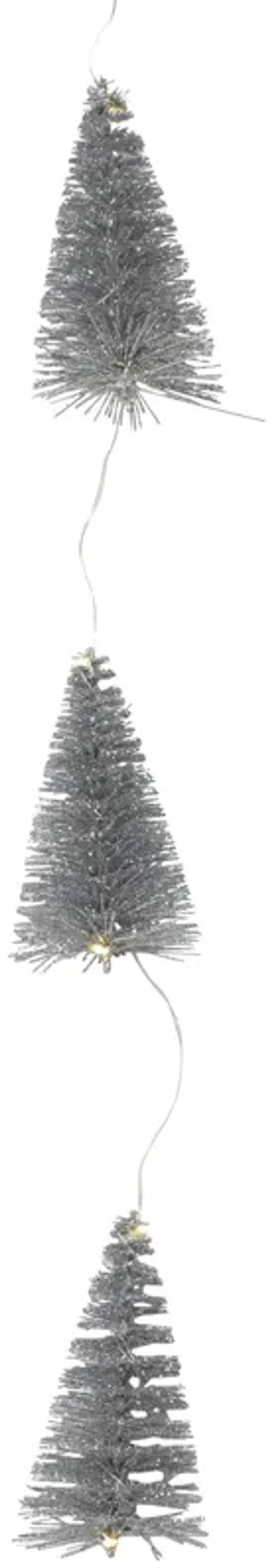 6.75' LED Lighted B/O Silver Mini Sisal Tree Christmas Garland - Warm White Lights