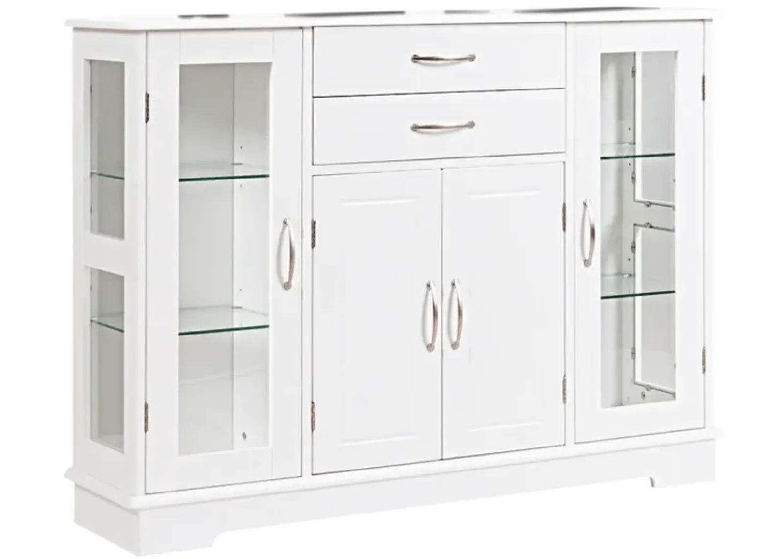 Sideboard Buffet Server Storage Cabinet with 2 Drawers and Glass Doors