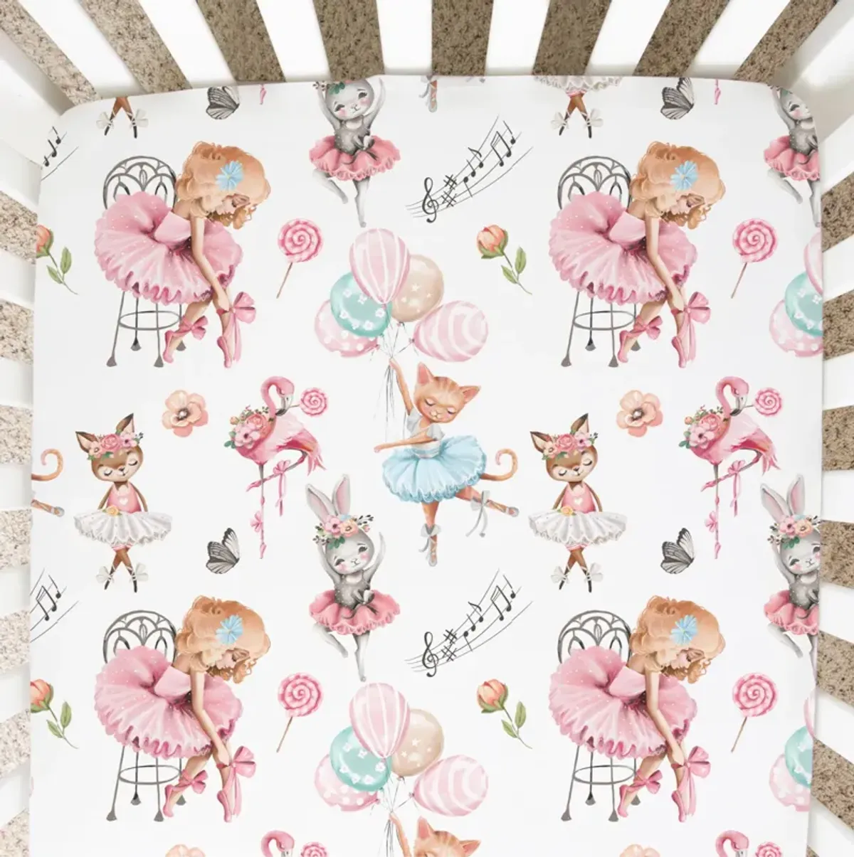 Super Soft Fitted Crib Sheet - Ballerinas