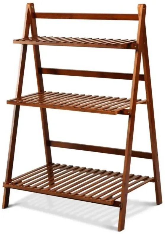 Farmhouse Indoor/Outdoor 3 Tier Folding Plant Stand Planter Shelving Unit