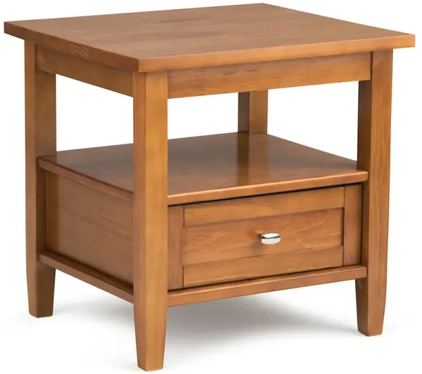Warm Shaker SOLID WOOD 20 inch Wide Rectangle Transitional End Side Table in Light Golden Brown