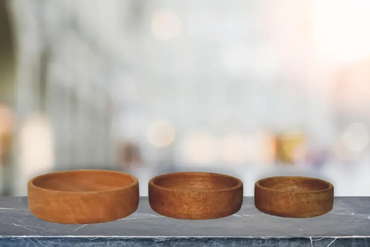 Artisan Furniture Solid Wood Fruit Bowl Set of 3