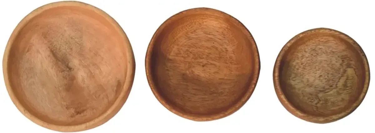 Artisan Furniture Solid Wood Fruit Bowl Set of 3