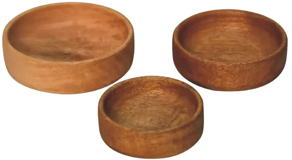 Artisan Furniture Solid Wood Fruit Bowl Set of 3