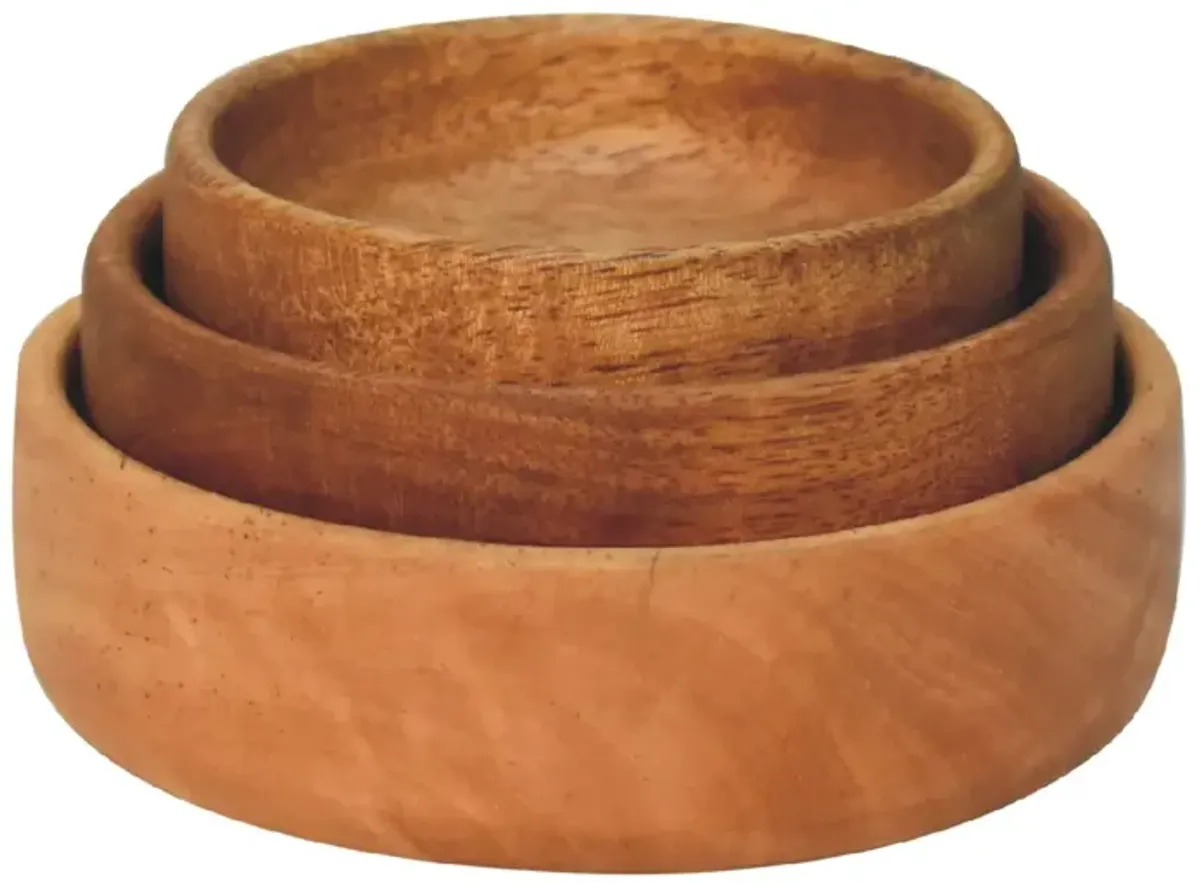 Artisan Furniture Solid Wood Fruit Bowl Set of 3