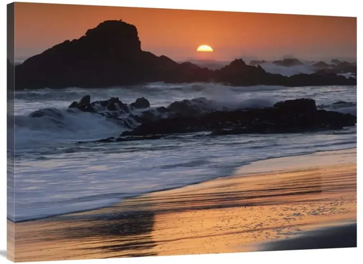 Crashing surf on rocks at sunset, Point Piedras Blancas, California-Canvas Art-40x30