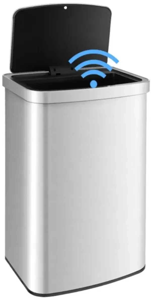 Hivvago 13 Gallons Automatic Garbage Can with Rectangular Infrared Motion Sensor-Sliver