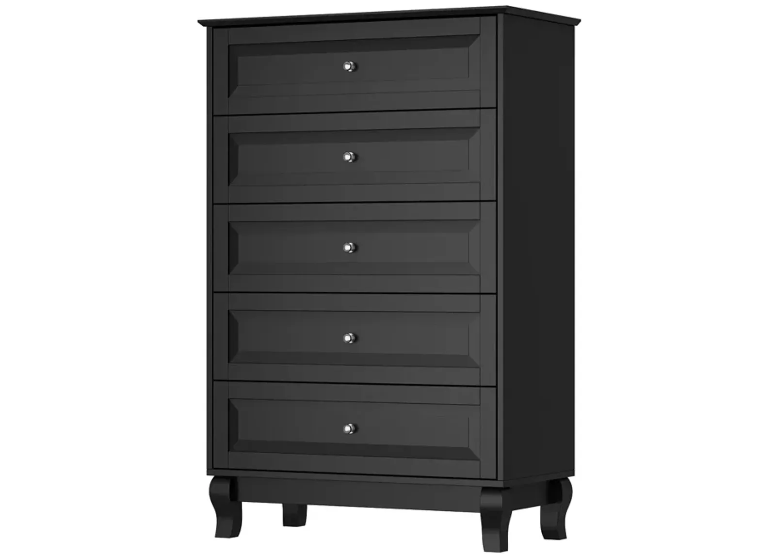 FUFU&GAGA  Classic Black 5-Drawer Chest with Elegant Design and Ample Storage for Bedroom (31.5" W x 47.2" H x 15.7" D) Black