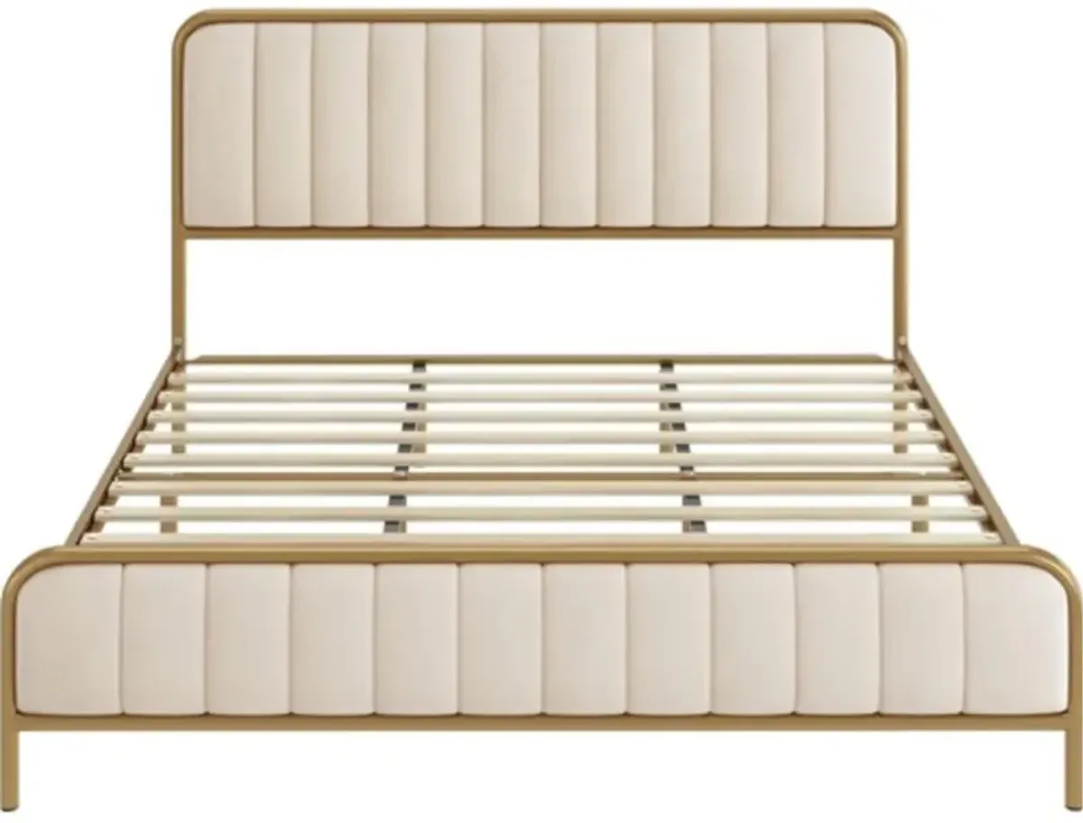 Metal Platform Bed Frame – Elegant Upholstered Headboard for Enhanced Bedroom Comfort