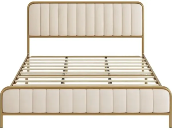 Metal Platform Bed Frame – Elegant Upholstered Headboard for Enhanced Bedroom Comfort