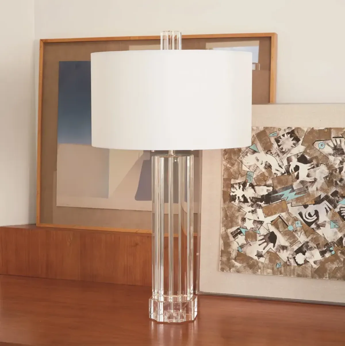 Fluted Crystal Column Table Lamp