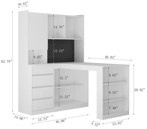 Streamdale L-Shaped Space-Saving Desk with Charging Station