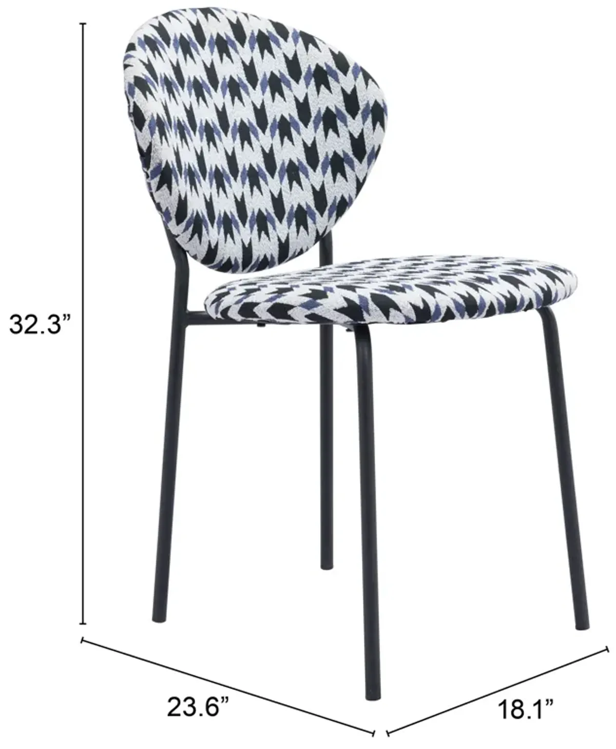 Clyde Dining Chair (Set of 2) Geometric Print & Black