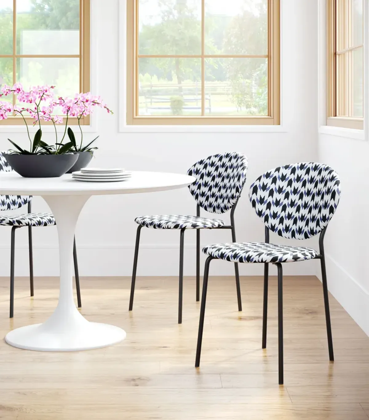 Clyde Dining Chair (Set of 2) Geometric Print & Black