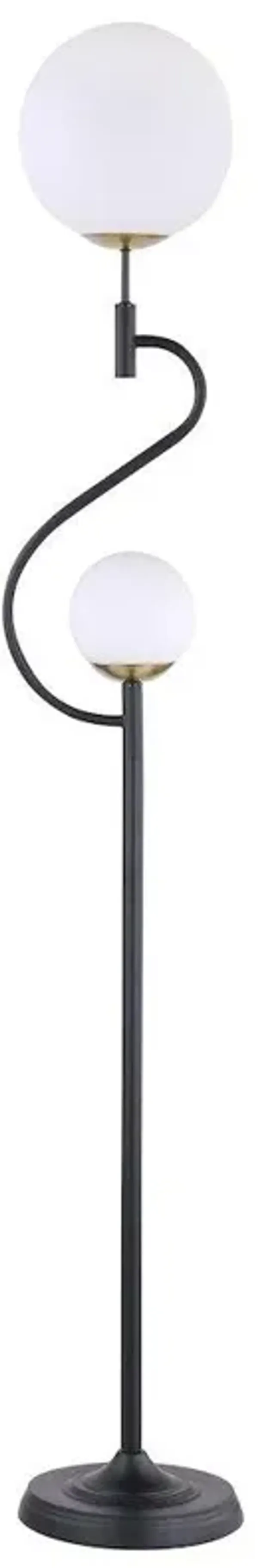 Dacki 69-inch Dual Spherical Bulb Metal Floor Lamp Black