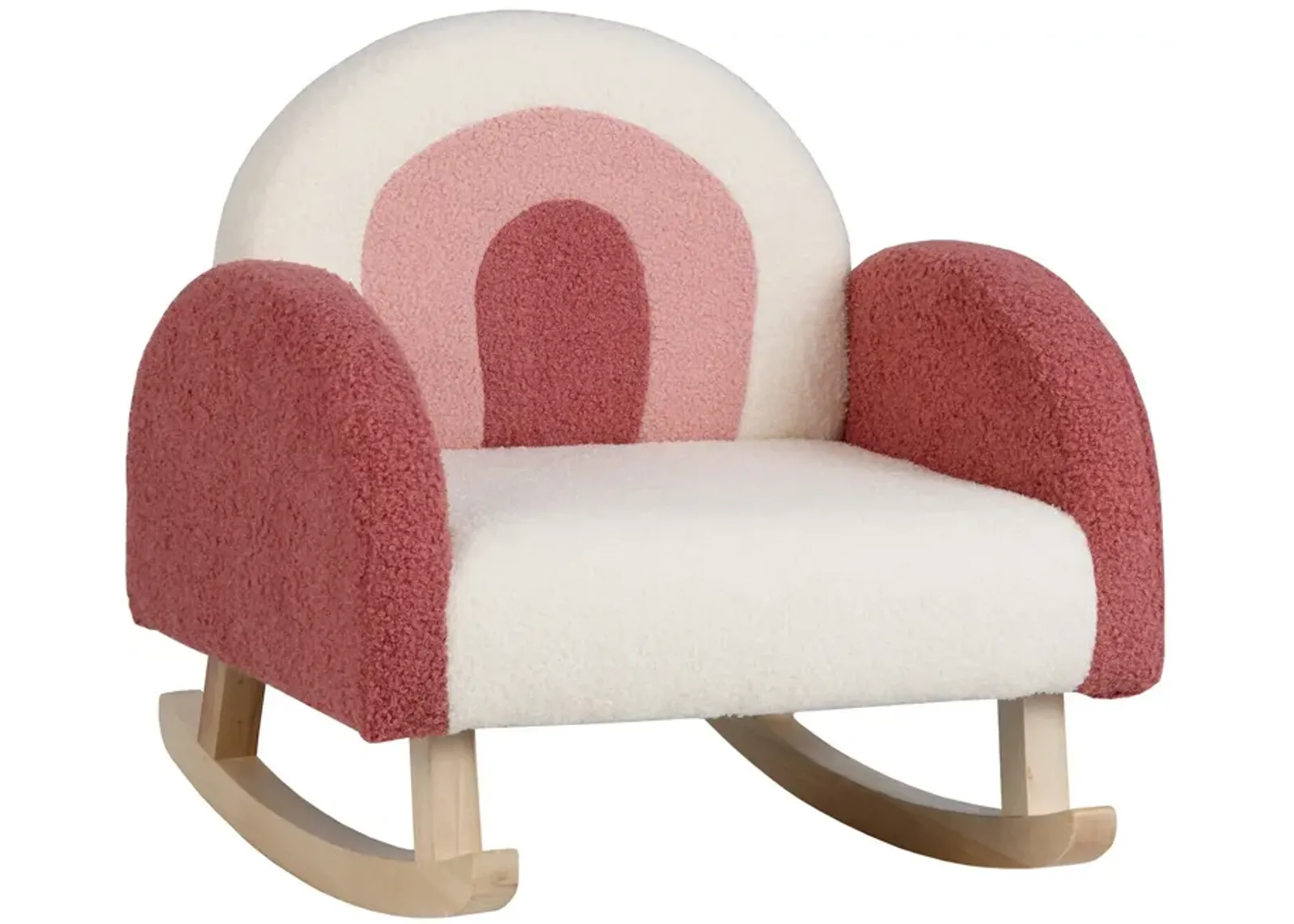 Kids Rocking Chair Children Velvet Upholstered Sofa with Solid Wood Legs