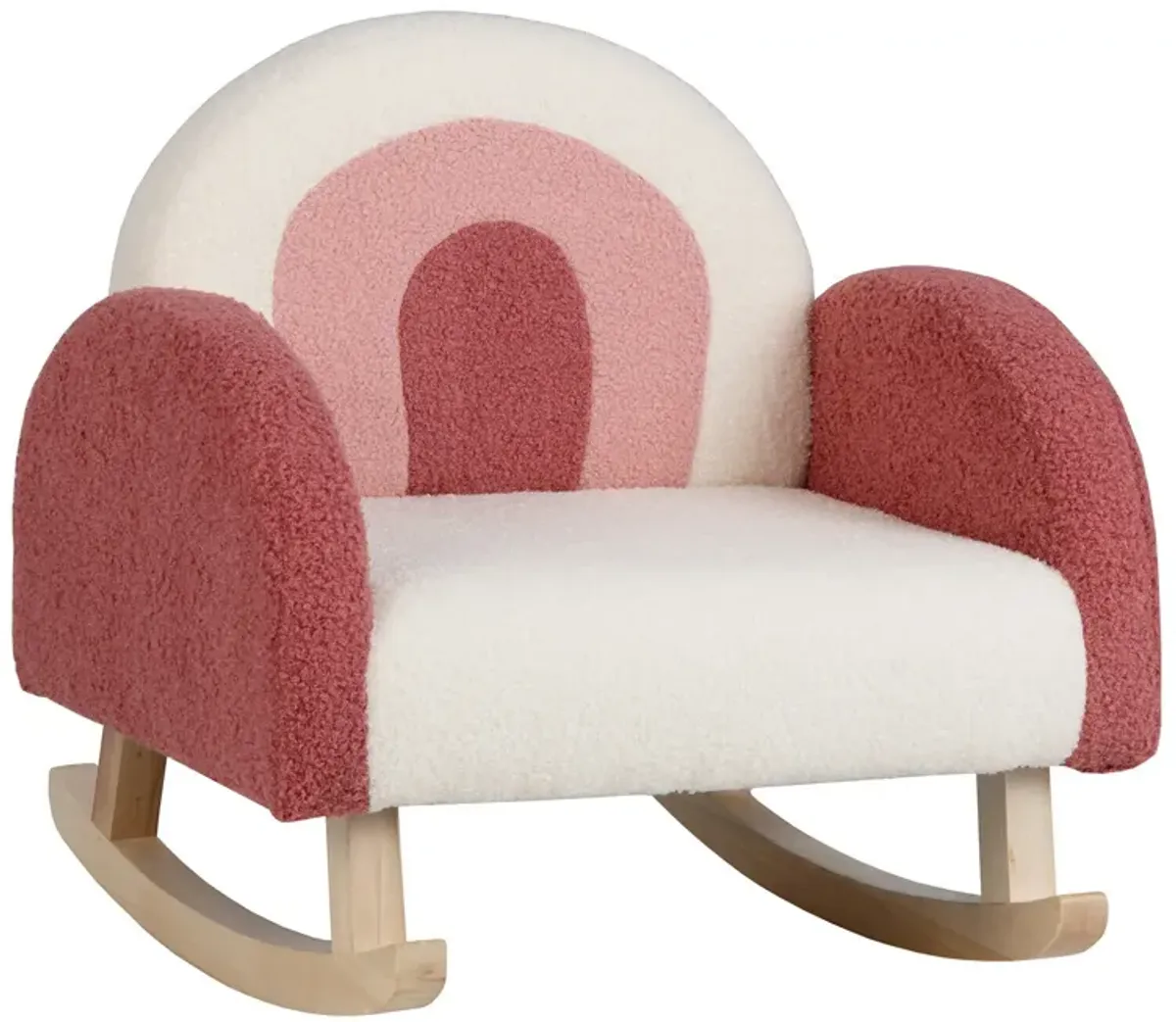 Kids Rocking Chair Children Velvet Upholstered Sofa with Solid Wood Legs