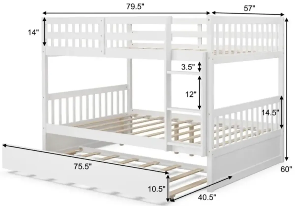 Hivvago Full over Full Bunk Bed Platform Wood Bed with Ladder