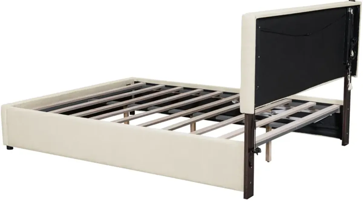 Merax Platform Bed with Hydraulic Storage System and LED Light