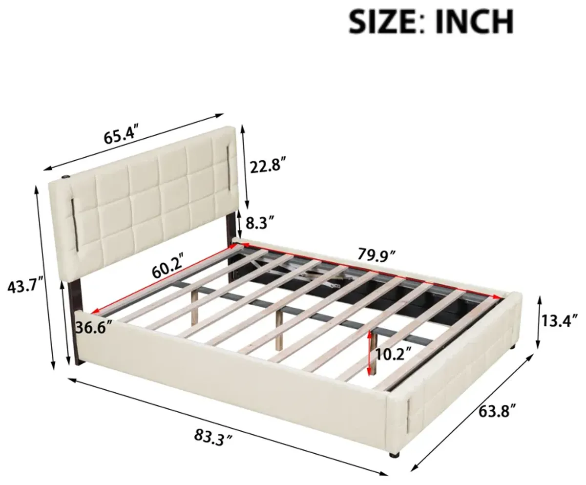 Merax Platform Bed with Hydraulic Storage System and LED Light