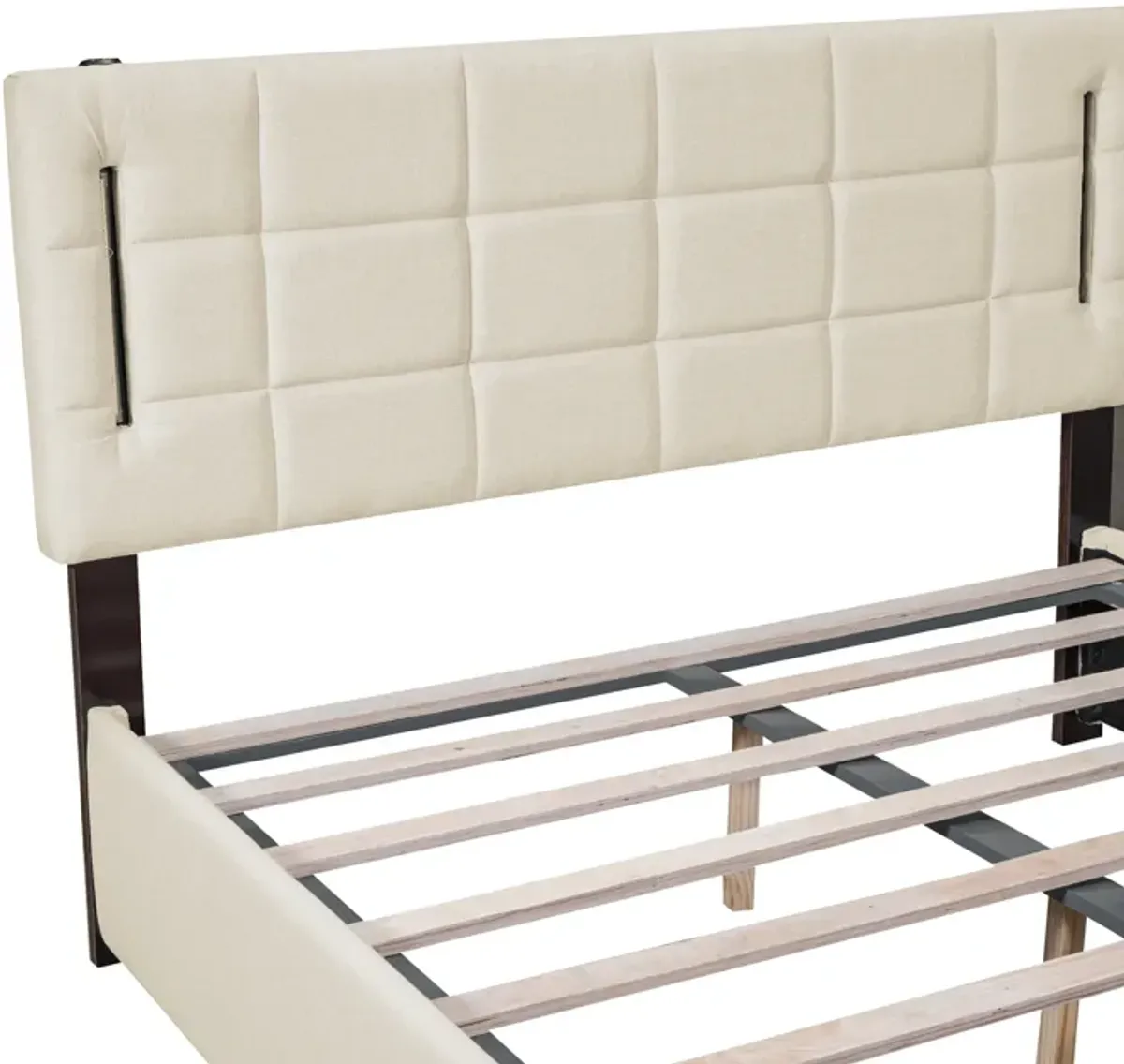 Merax Platform Bed with Hydraulic Storage System and LED Light