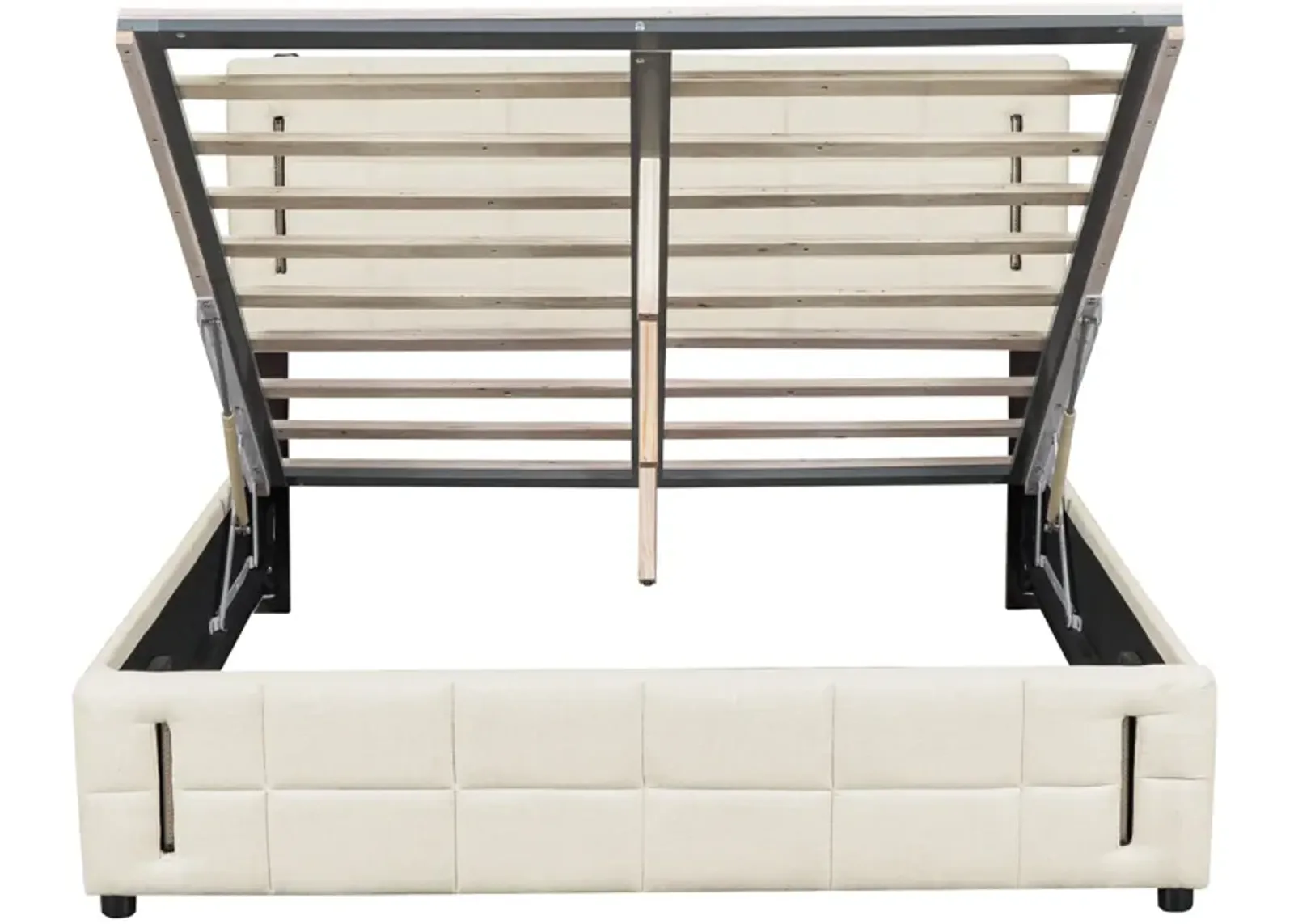 Merax Platform Bed with Hydraulic Storage System and LED Light