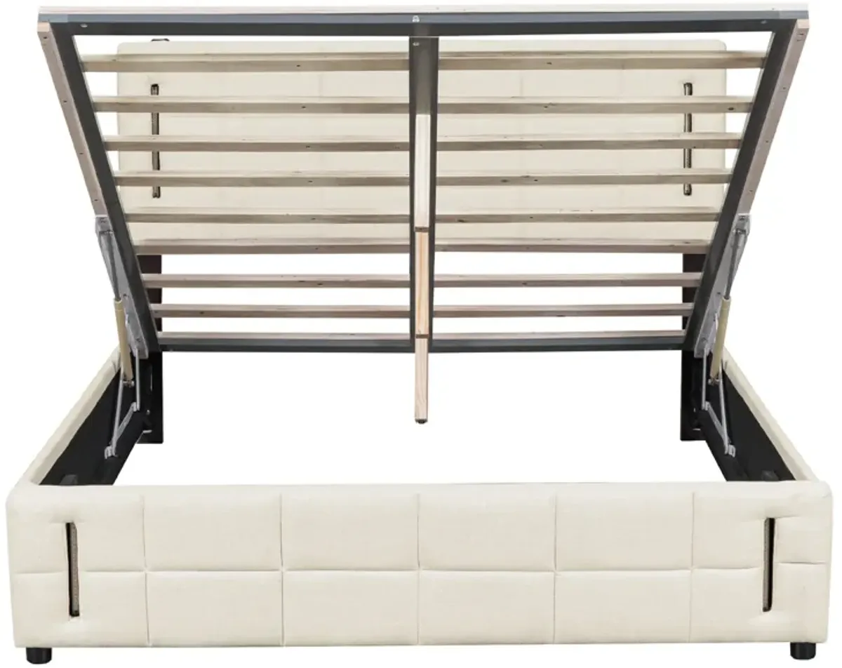 Merax Platform Bed with Hydraulic Storage System and LED Light