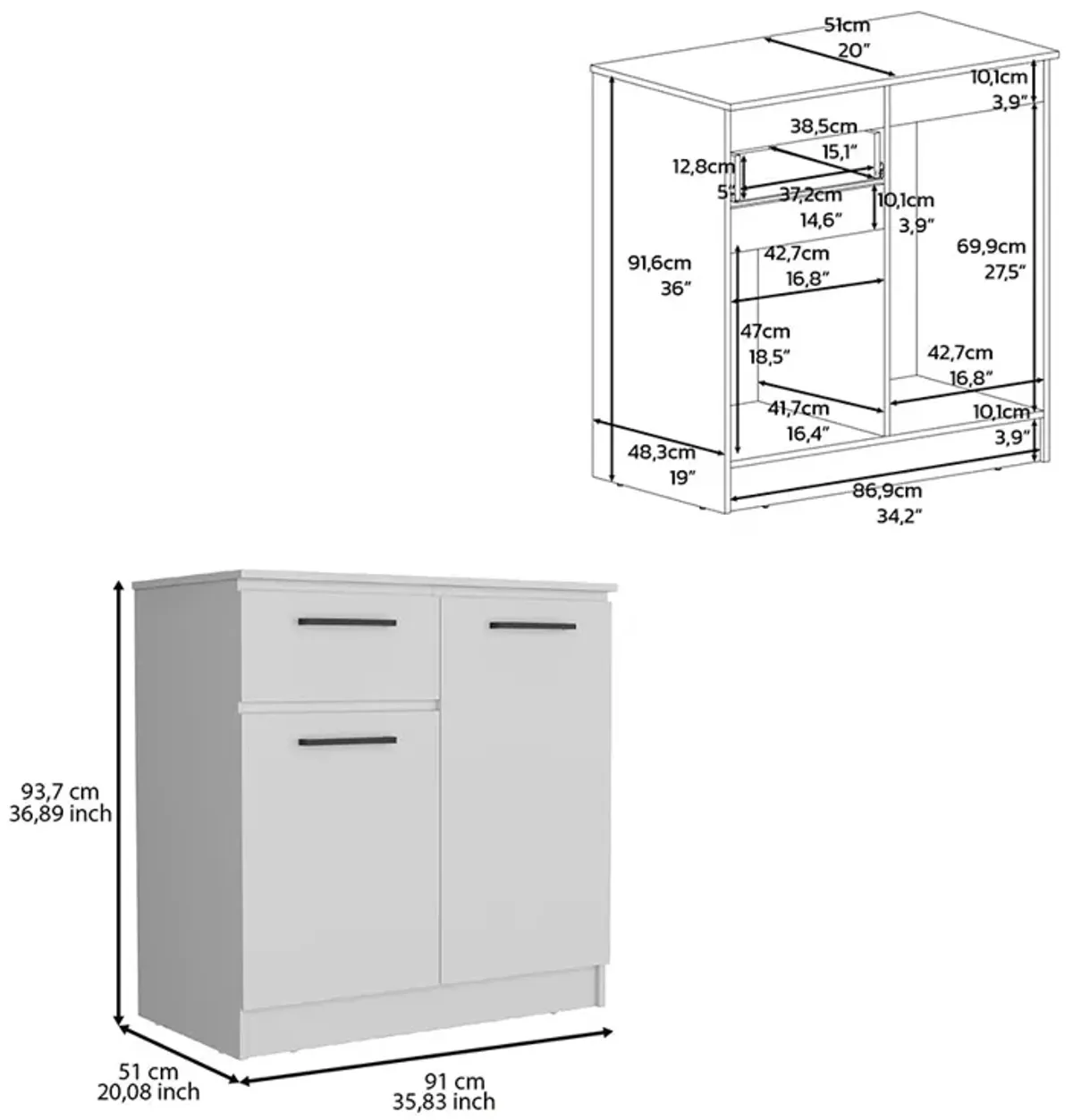 Orleans Cabinet with 2-Door and Single Drawer