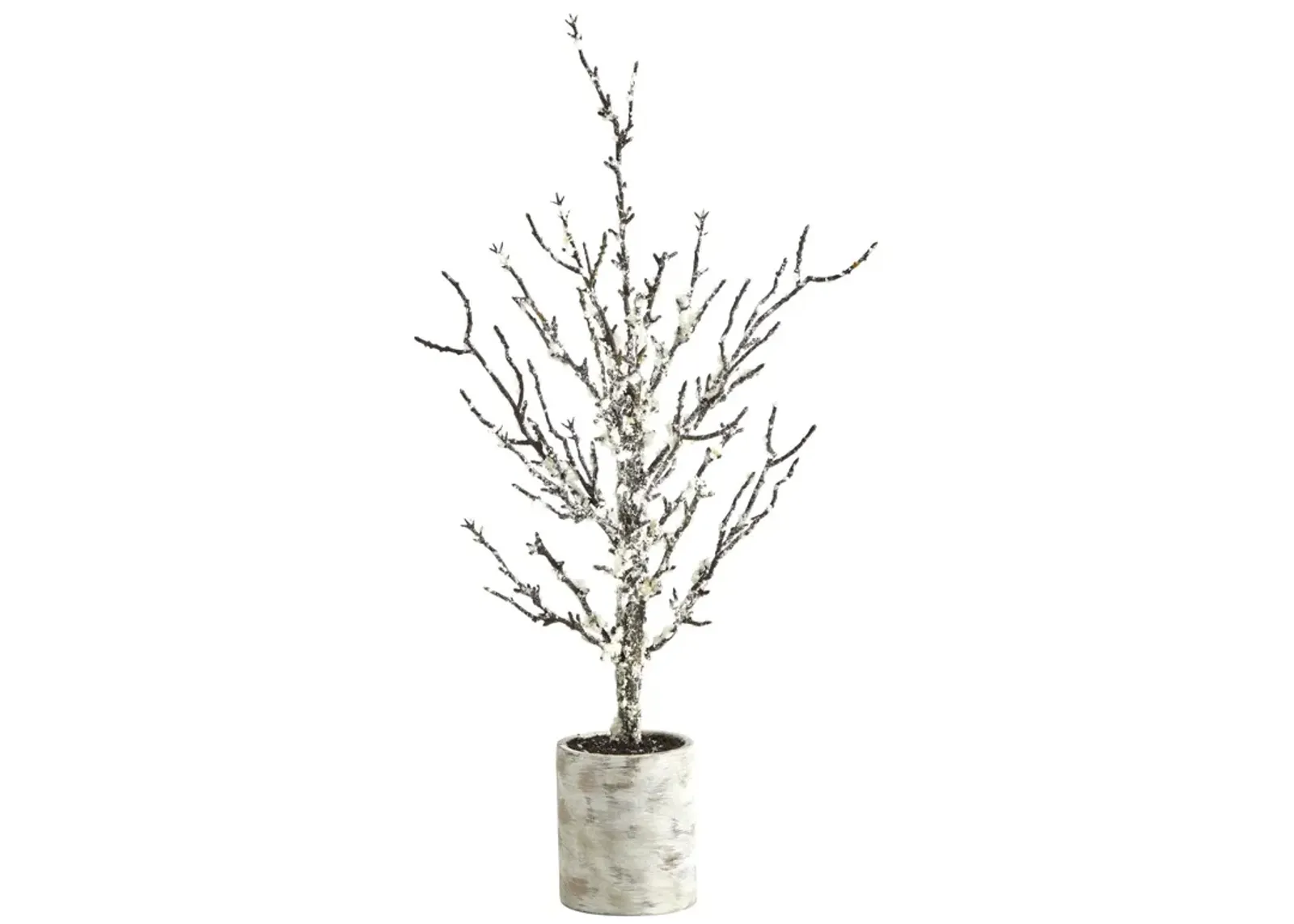 Nearly Natural 24-in Snowed Twig Artificial Tree in Decorative Planter