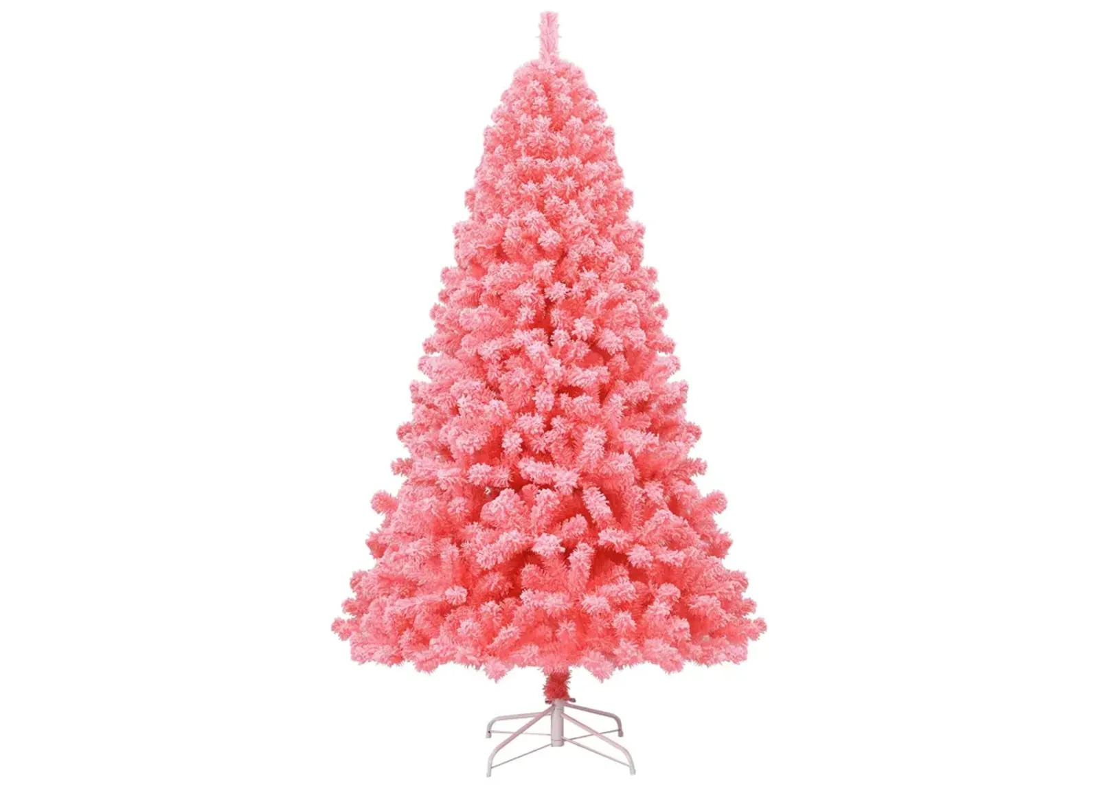 Pink Christmas Tree with Snow Flocked PVC Tips and Metal Stand