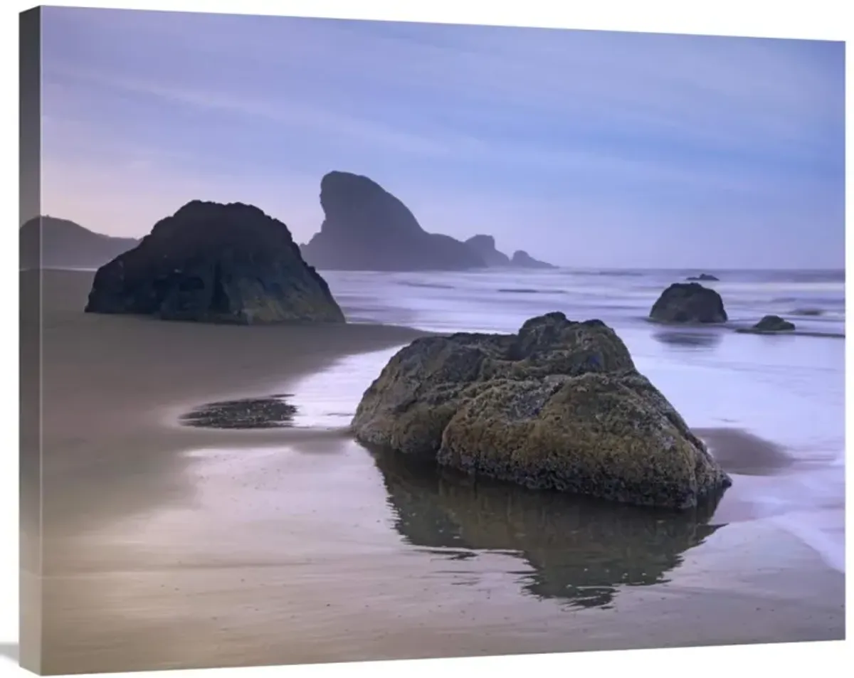 Sea stack and boulders at Meyers Creek Beach, Oregon-Canvas Art-35x28