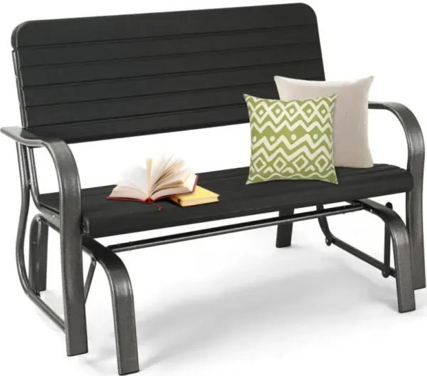 Hivvago 2-Seat Porch Glider with HDPE Back Seat and Steel Frame