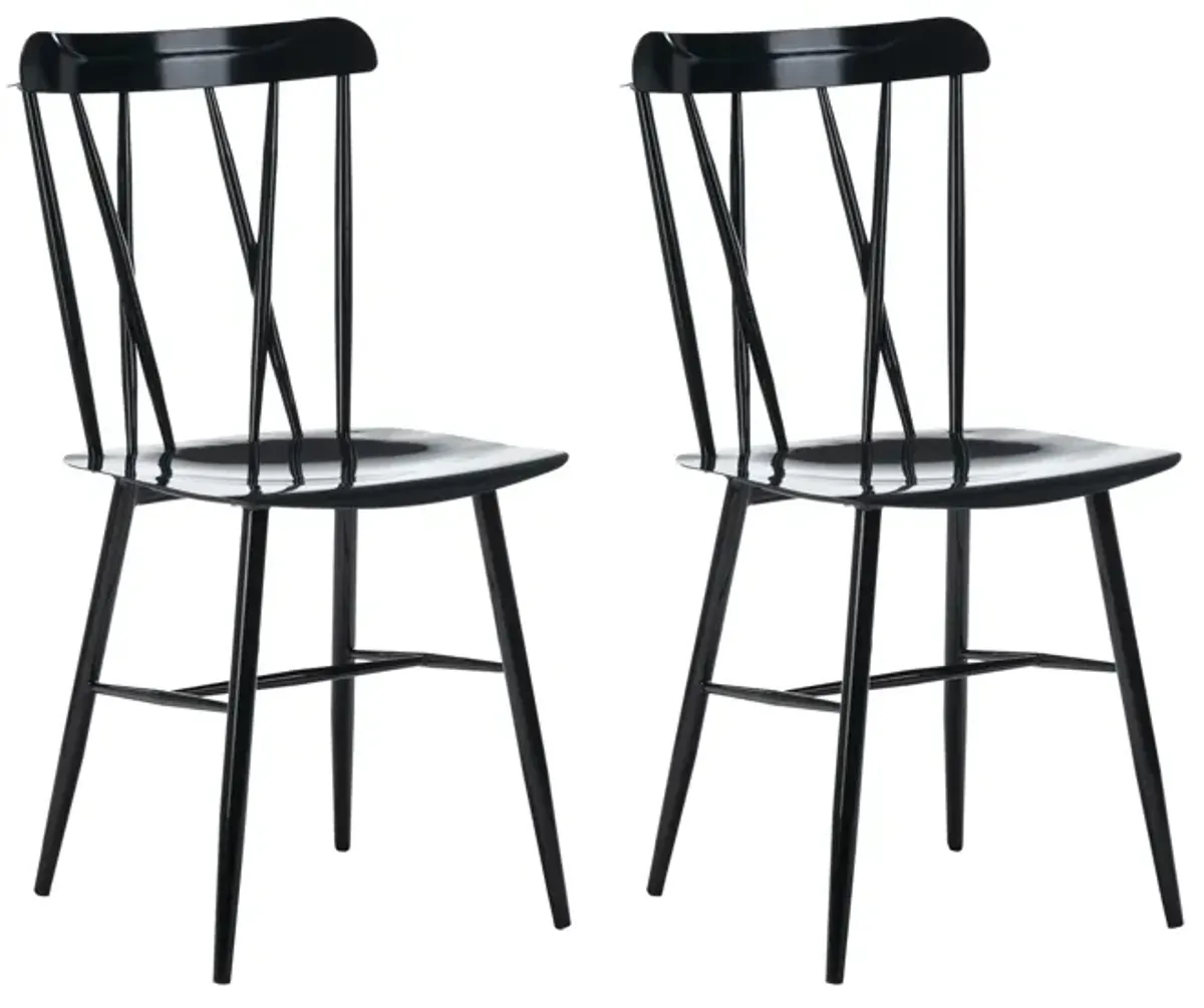 Bien 5 Piece Dining Table and Chair Set, Black Metal, Gray Faux Marble - Benzara